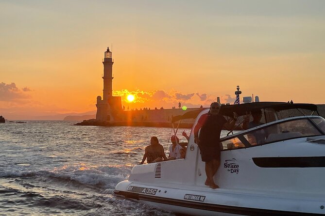 Private Sunset boat trip in Chania, Crete (price is per group) - Lighthouse of Chania and an hour of sunset at sea
